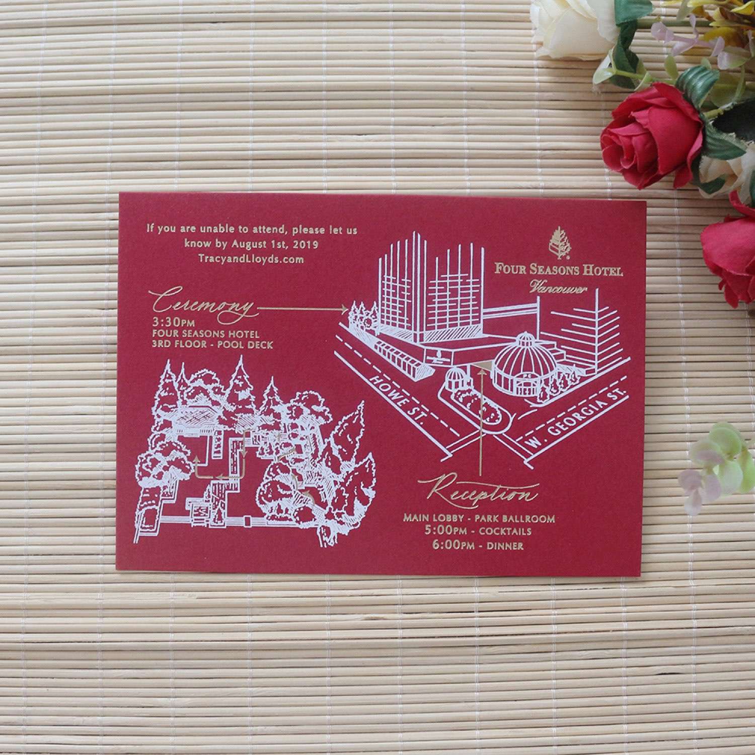 Red Wedding Invitation Marriage Card Simple Style Invitation Card Foiling Printing Customized